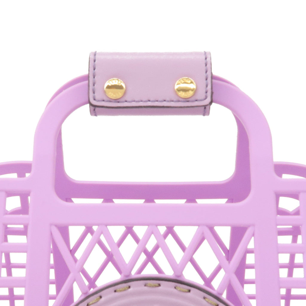 FENDI Plastic Leather Basket Hand Bag Small Purple 8BH388