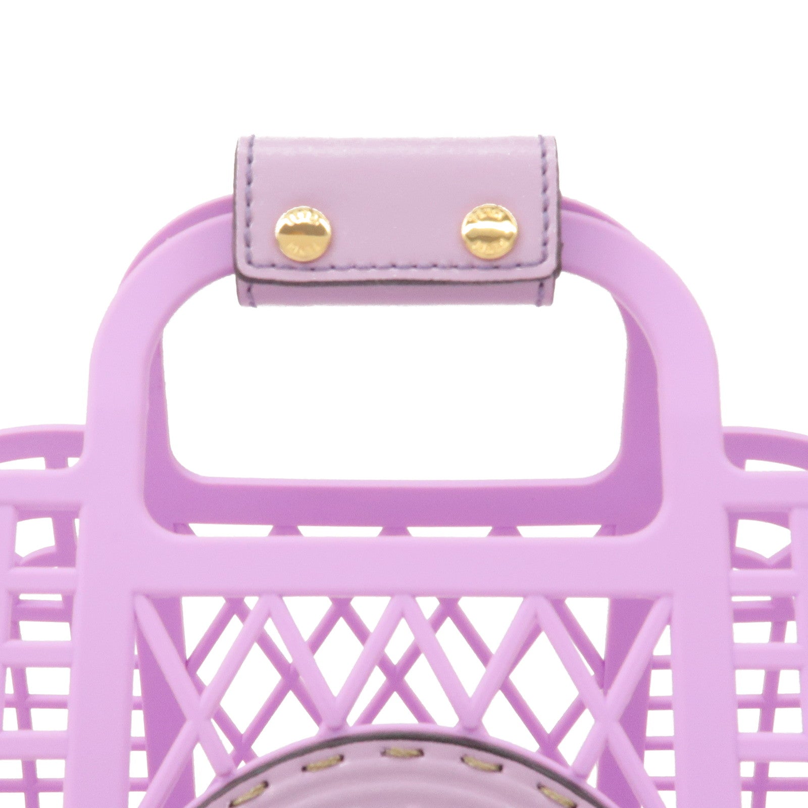 FENDI Plastic Leather Basket Hand Bag Small Purple 8BH388