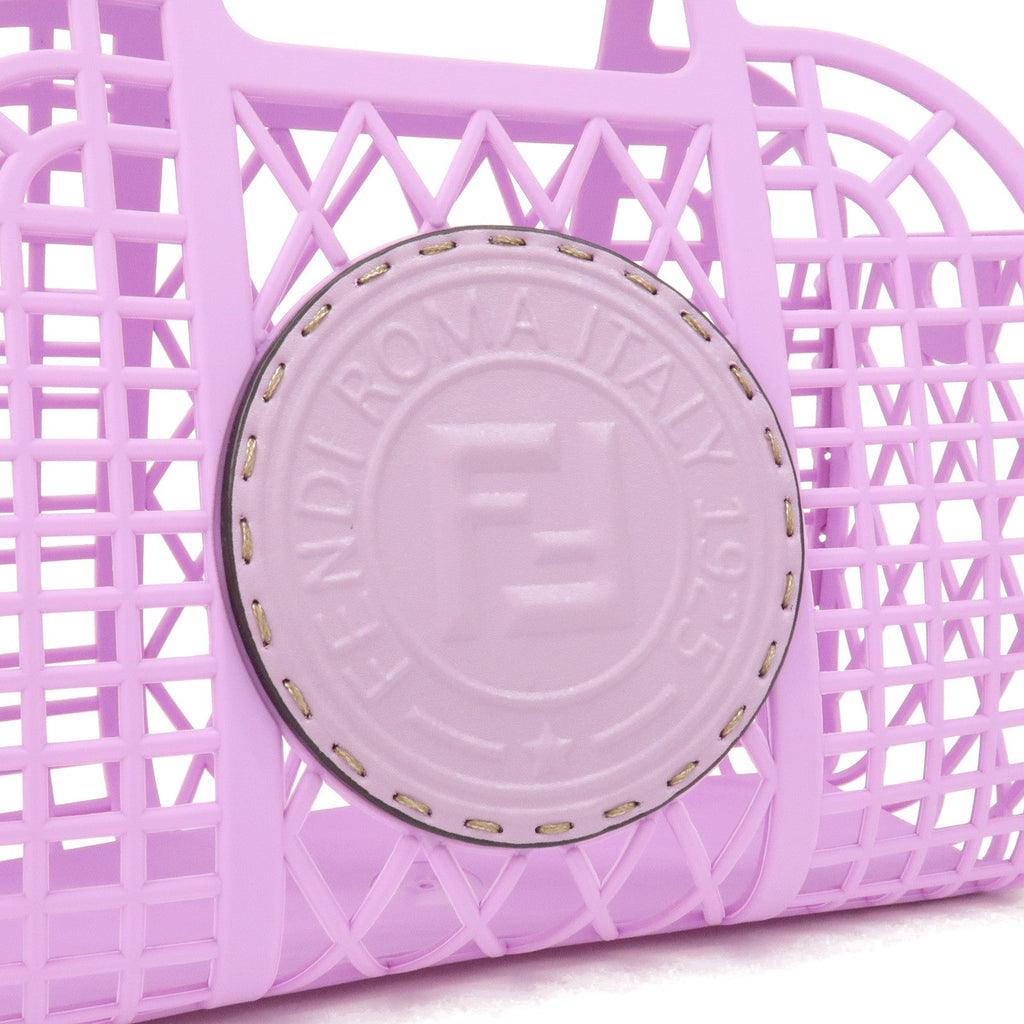 FENDI Plastic Leather Basket Hand Bag Small Purple 8BH388