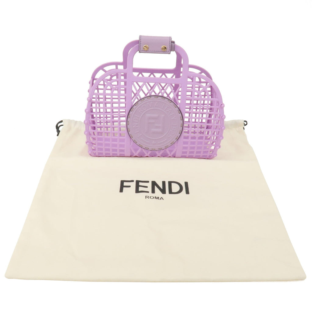 FENDI Plastic Leather Basket Hand Bag Small Purple 8BH388