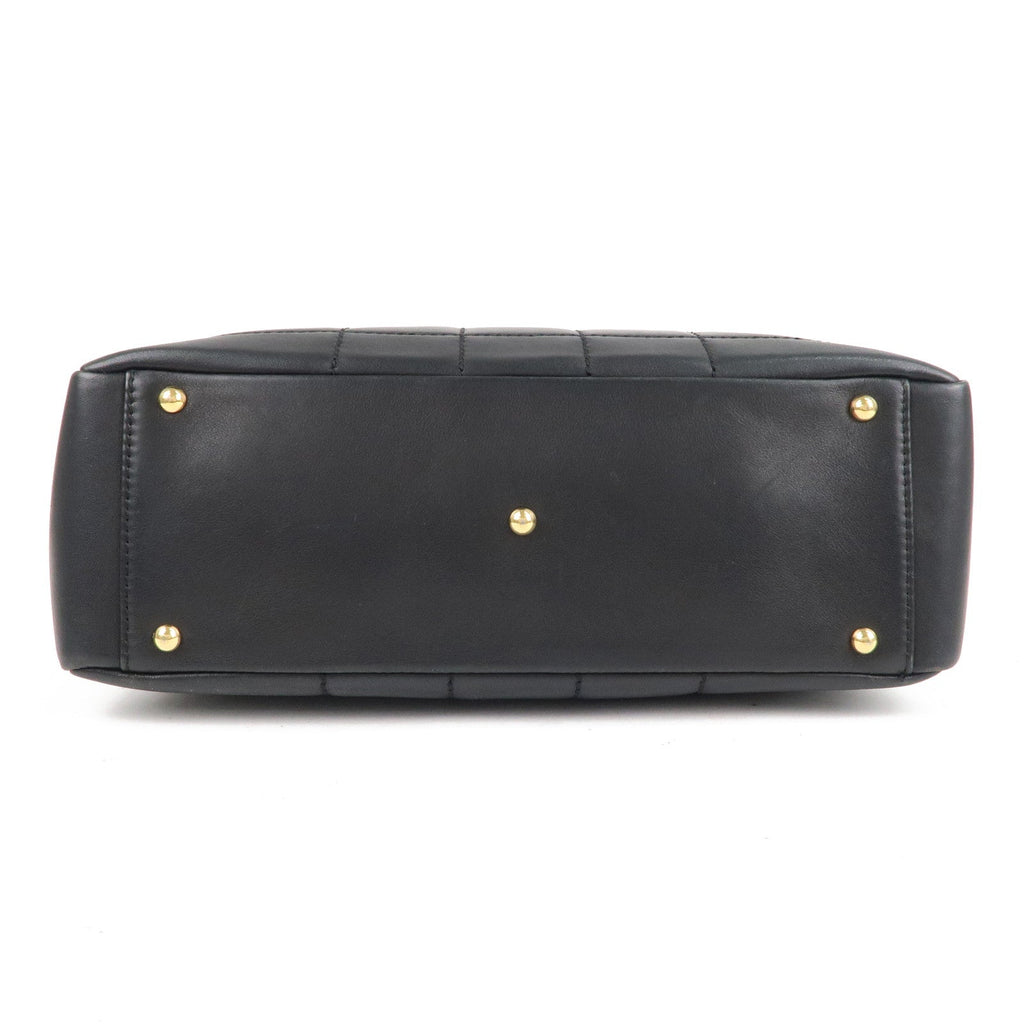 CHANEL Chocolate Bar Lamb Skin Chain Tote Bag Black