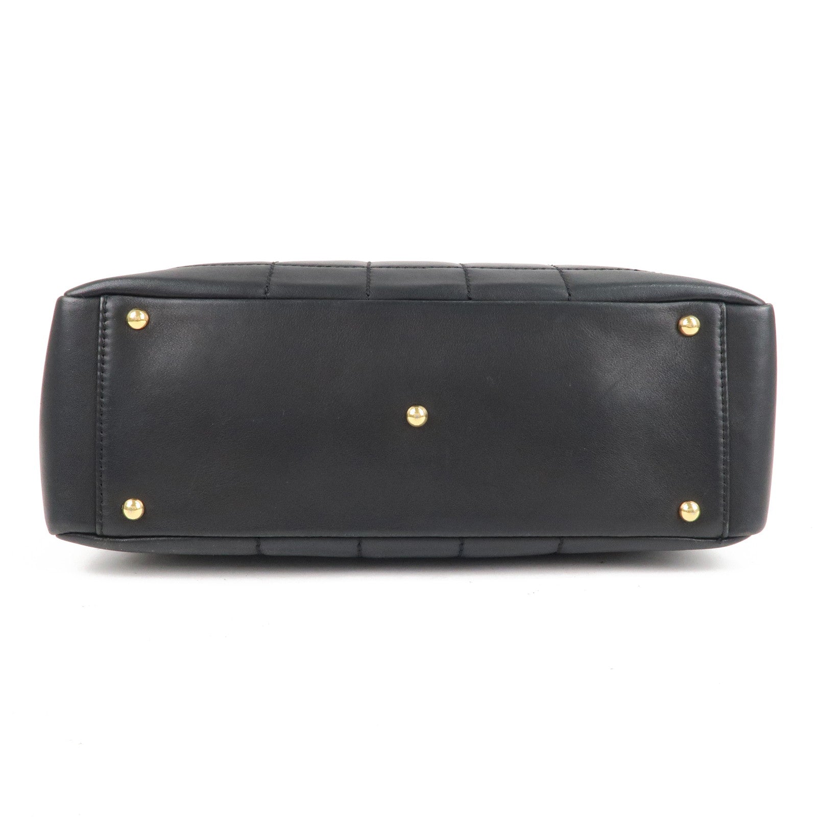 CHANEL Chocolate Bar Lamb Skin Chain Tote Bag Black