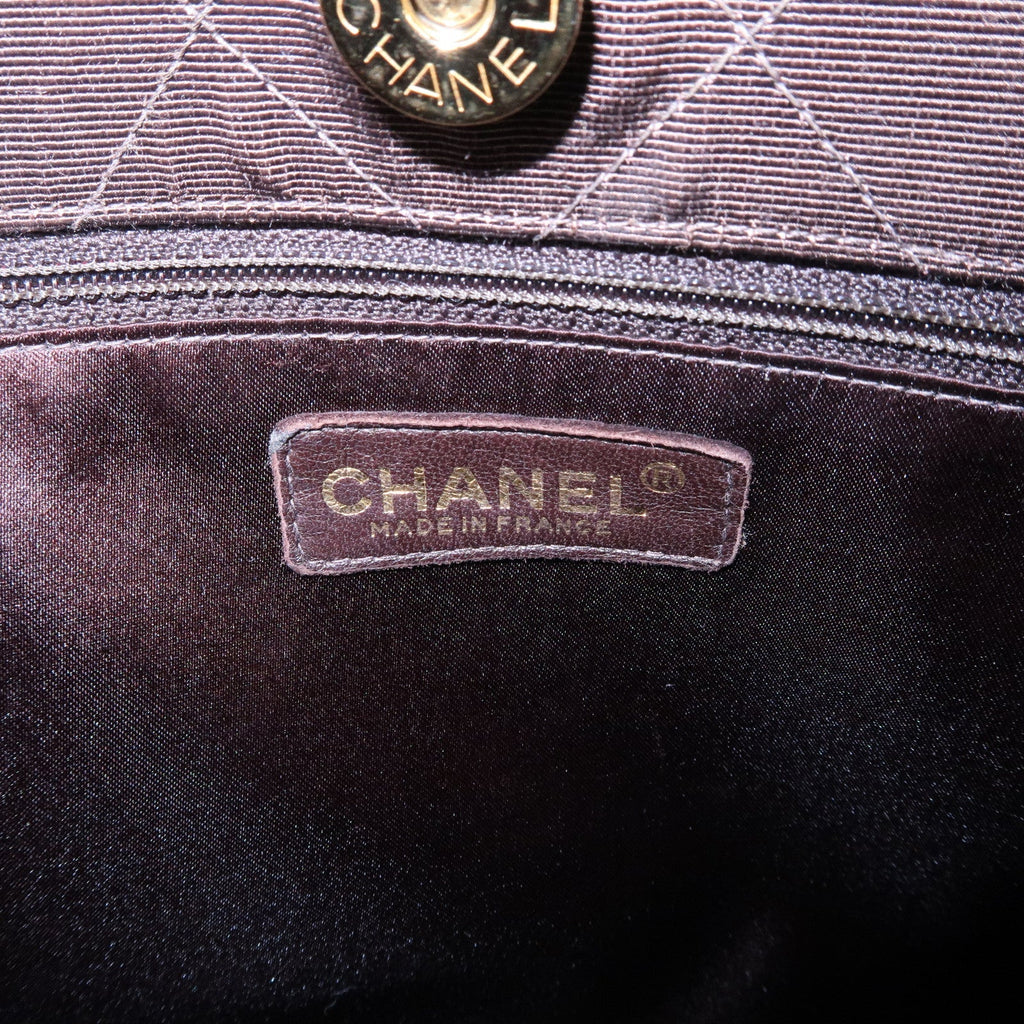 CHANEL Matelasse Nylon Canvas Chain Shoulder Bag Brown