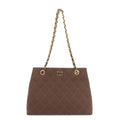 CHANEL Matelasse Nylon Canvas Chain Shoulder Bag Brown