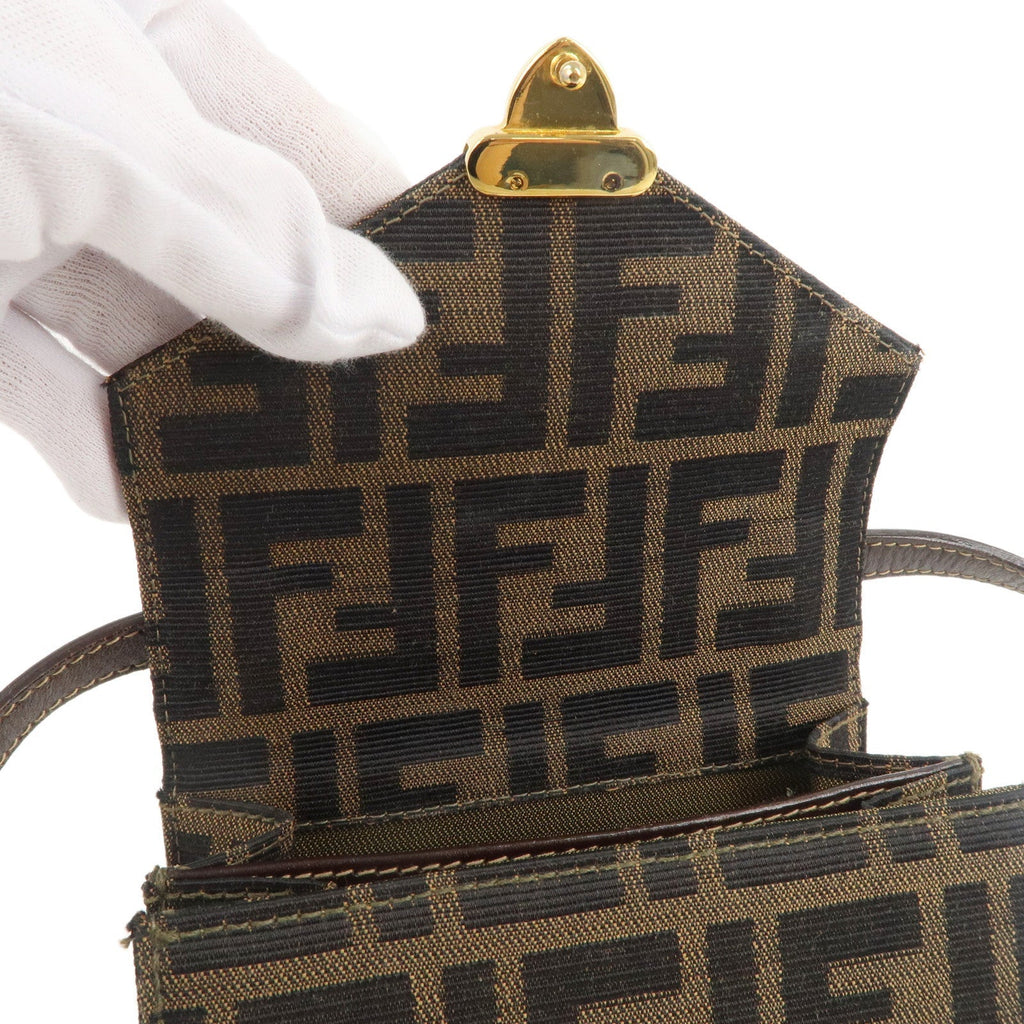 FENDI Zucca Canvas Leather Crossbody Mini Shoulder Bag