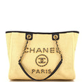 CHANEL Deauville Tote Straw with Chain Detail Small