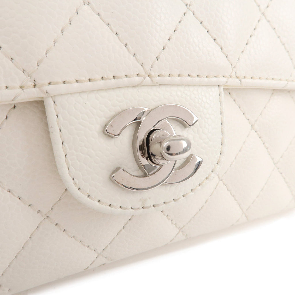 CHANEL Matelasse Caviar Skin Chain Shoulder Bag White