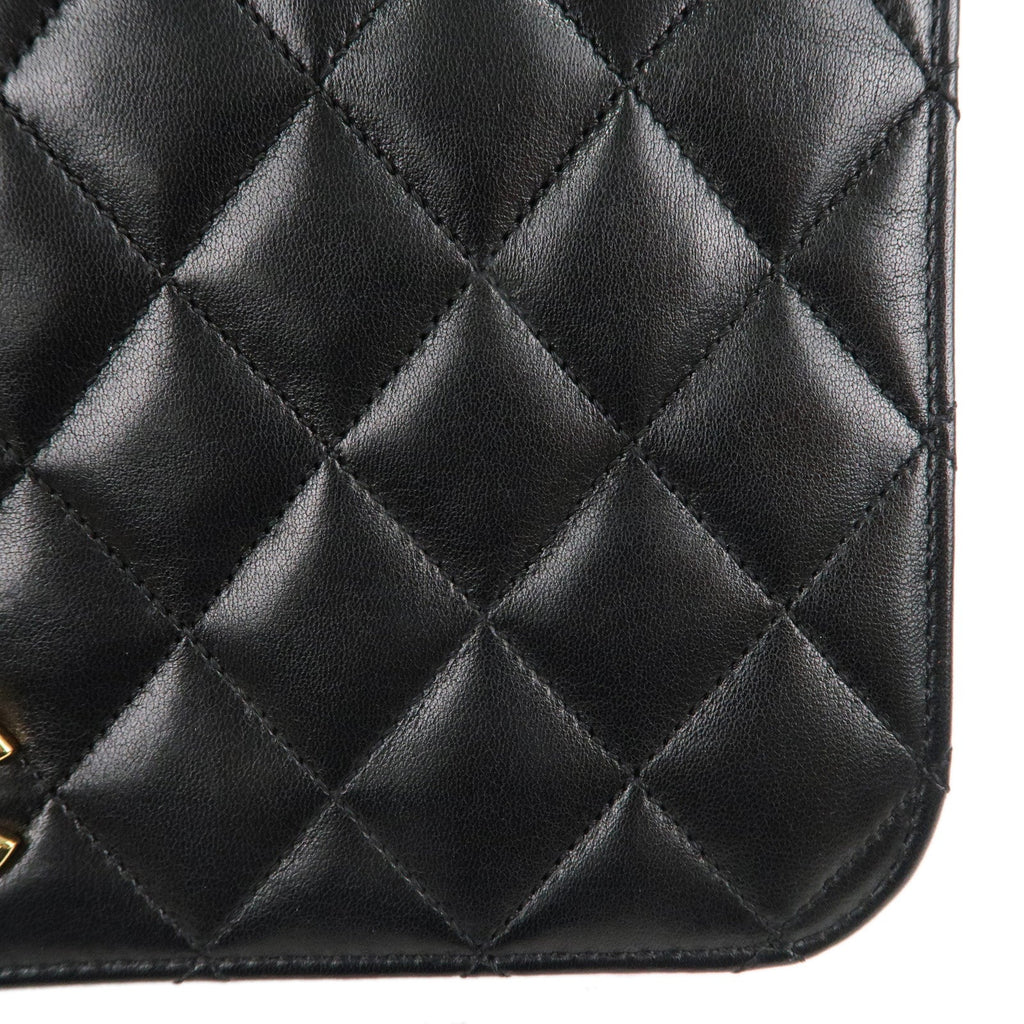 CHANEL Matelasse Lamb Skin Chain Shoulder Bag Black Gold HDW