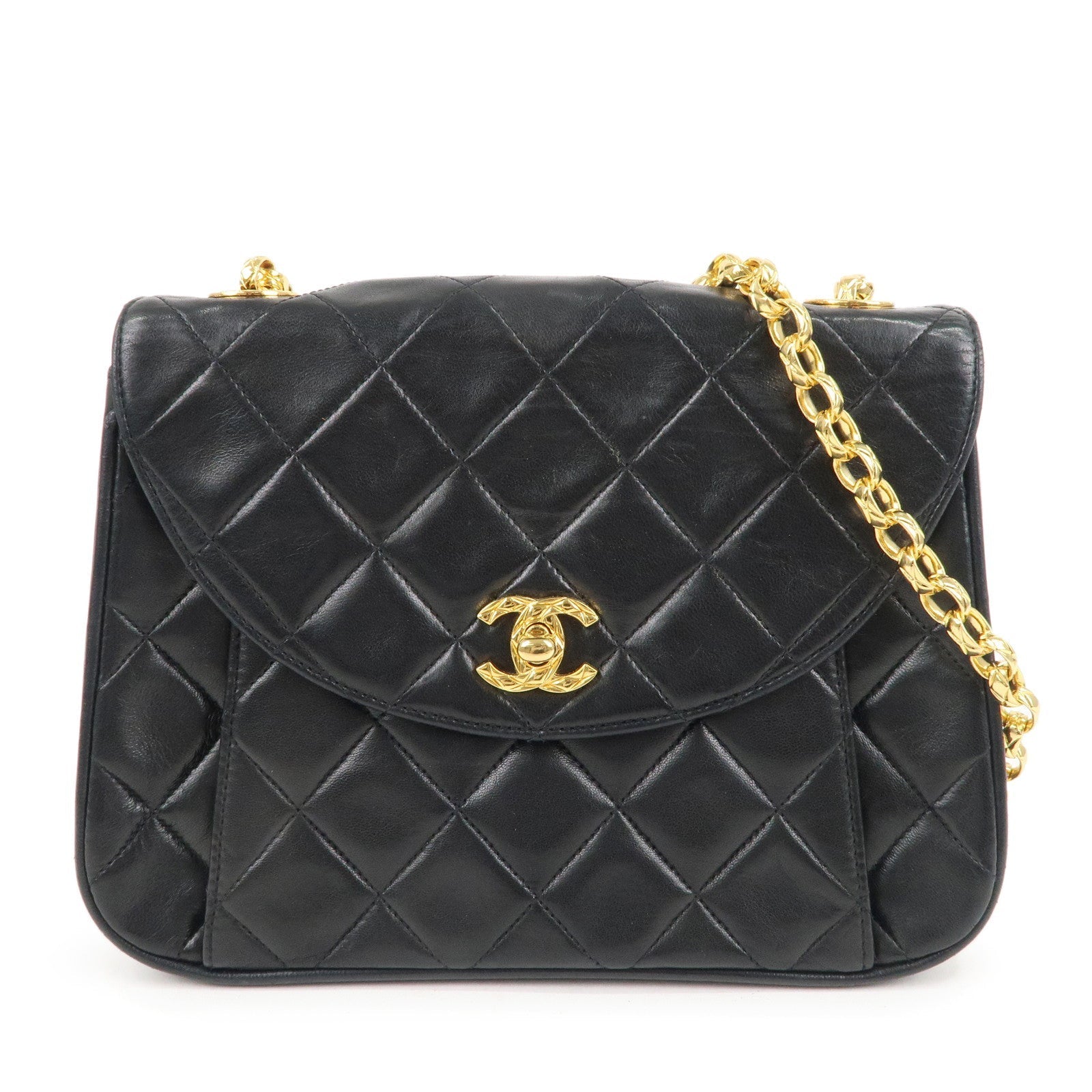 CHANEL Matelasse Lamb Skin Bijoux Chain Shoulder Bag Black