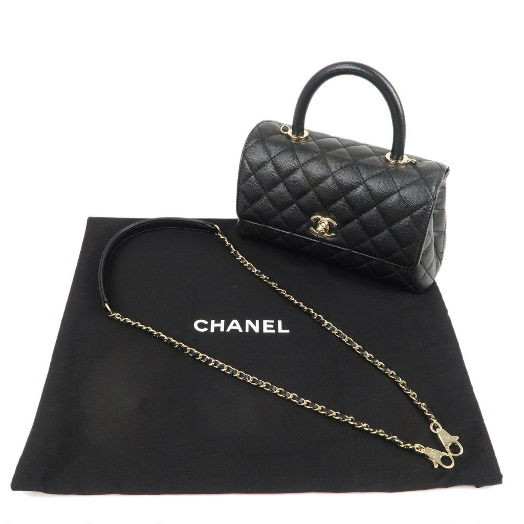 CHANEL Matelasse Caviar Skin COCO Handle 24 XS Bag Black A92990