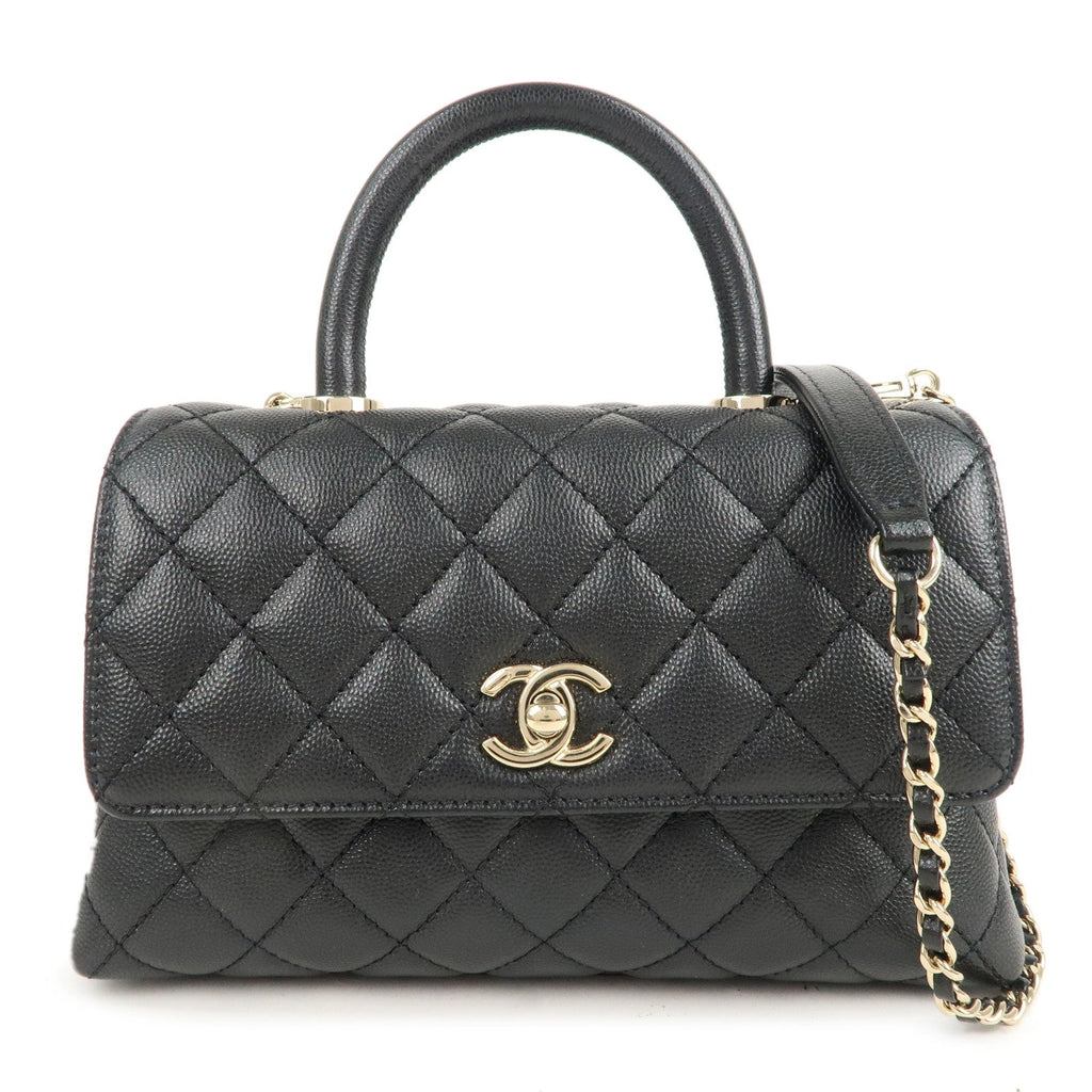 CHANEL Matelasse Caviar Skin COCO Handle 24 XS Bag Black A92990
