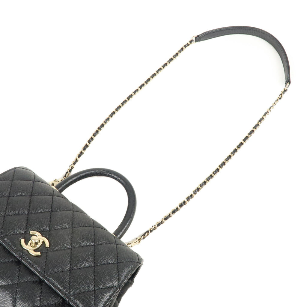 CHANEL Matelasse Caviar Skin COCO Handle 24 XS Bag Black A92990