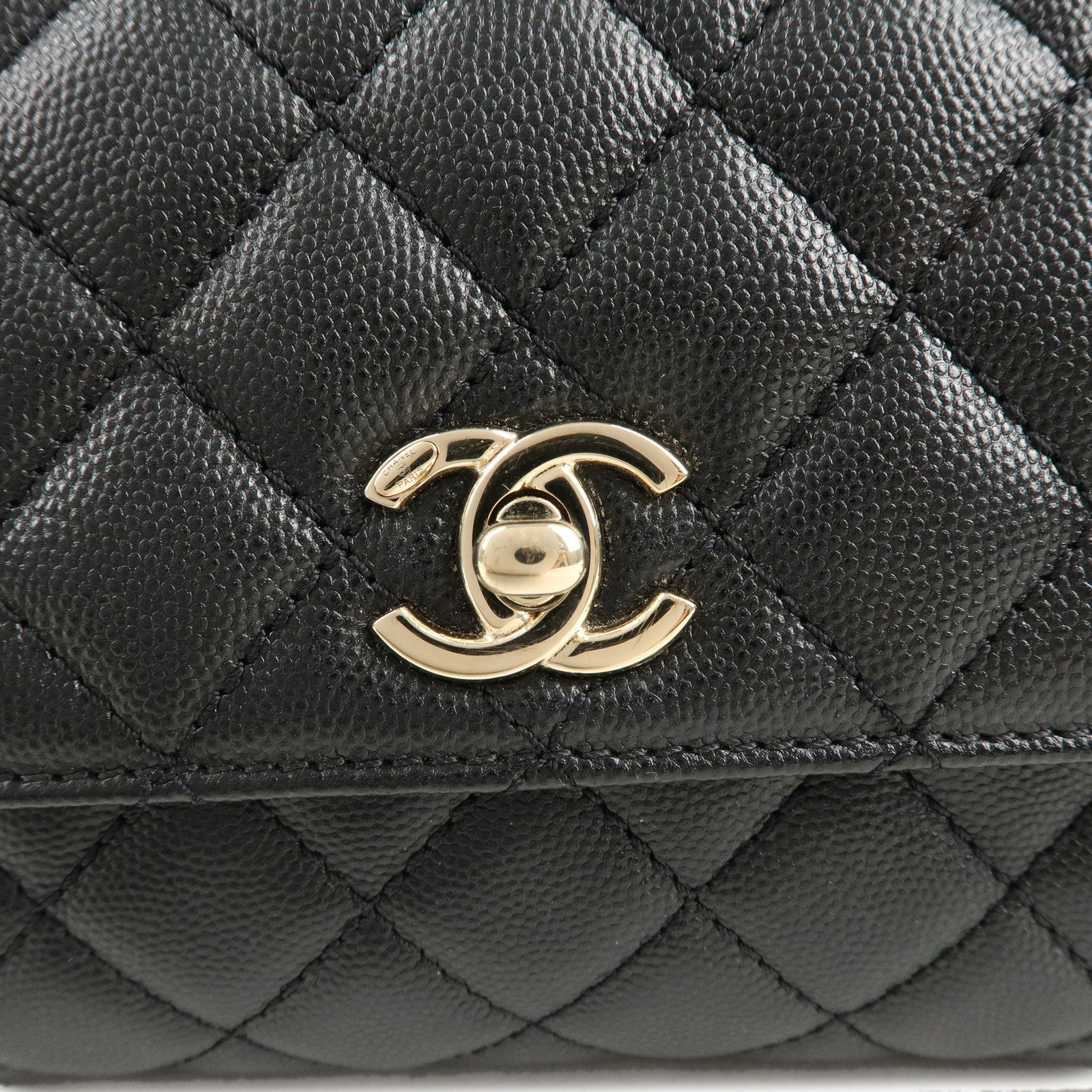 CHANEL Matelasse Caviar Skin COCO Handle 24 XS Bag Black A92990