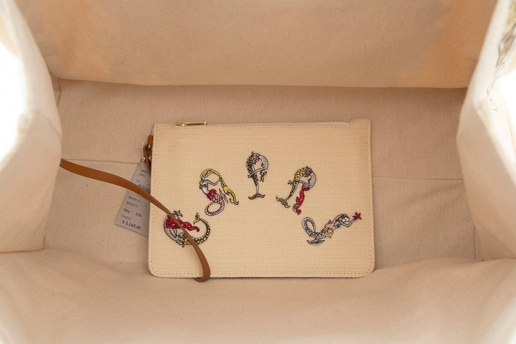 Emilio Pucci Cream Embroidered  Tote