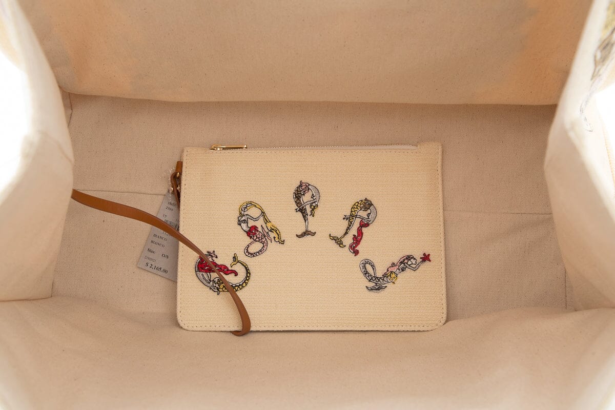 Emilio Pucci Cream Embroidered  Tote