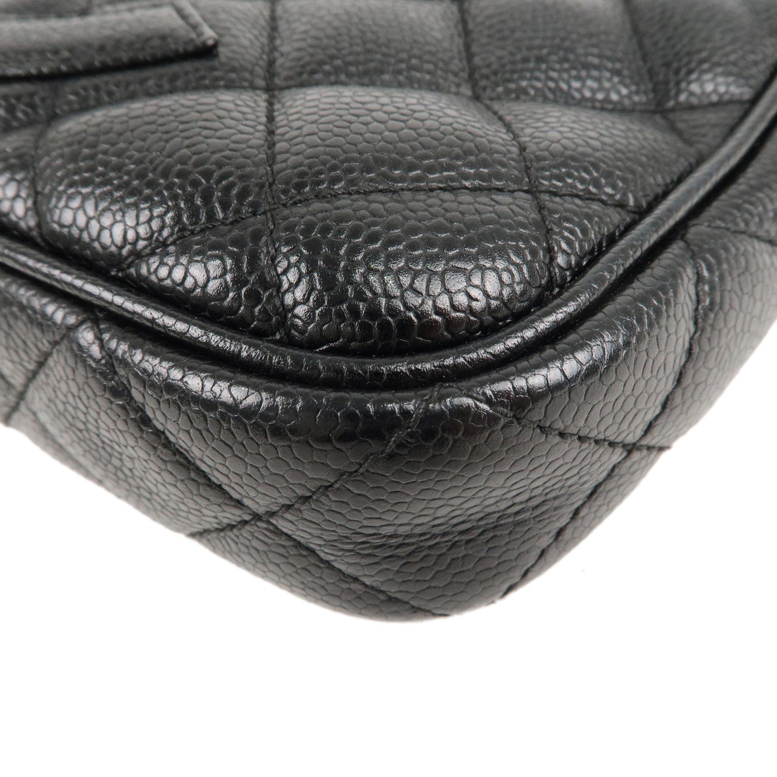 CHANEL Matelasse Caviar Skin Chain Shoulder Bag Black A22476