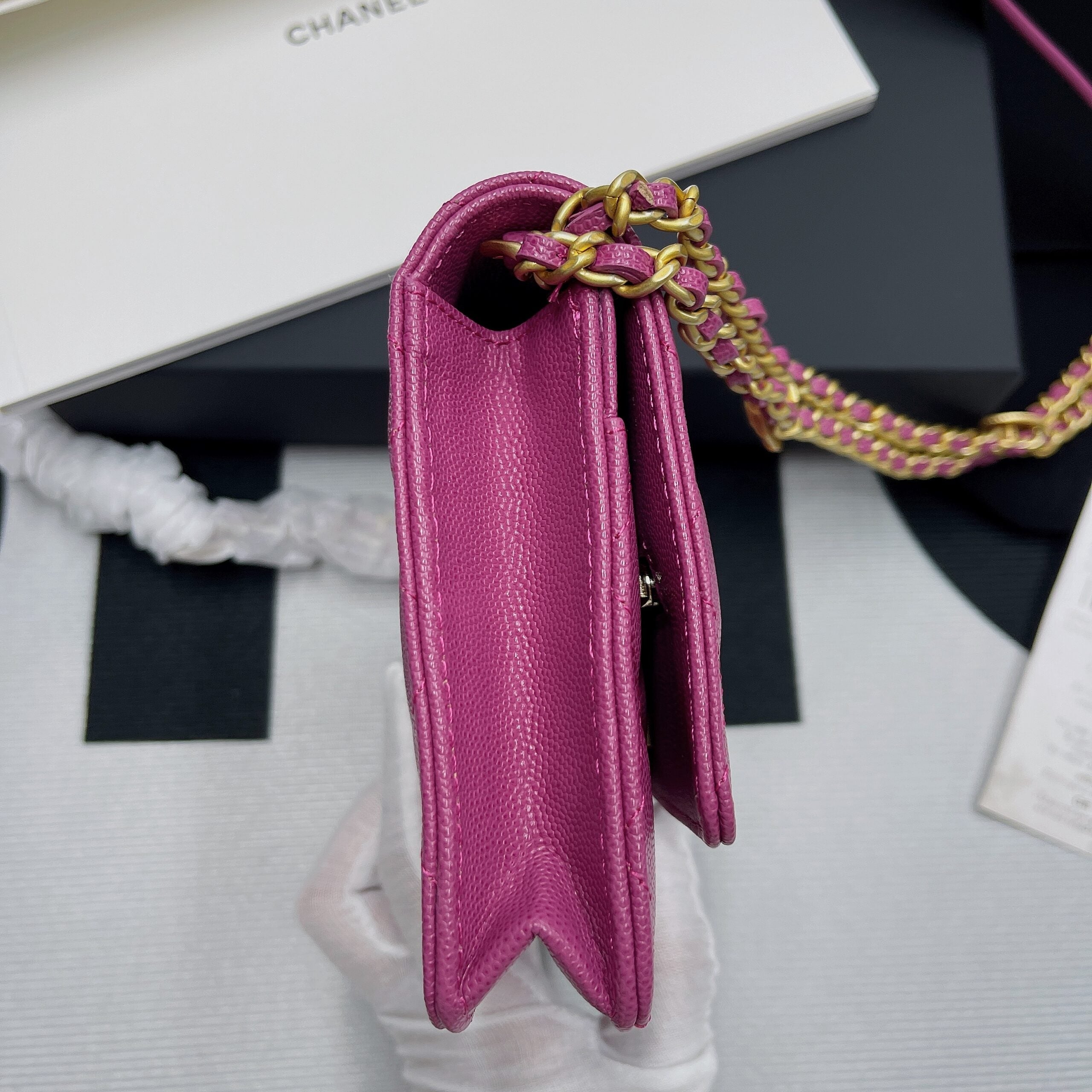 CHLSmall Flap Bag Gold Hardware Plum For Women, Women’s Handbags, Shoulder Bags 7.5in/19cm AP2840