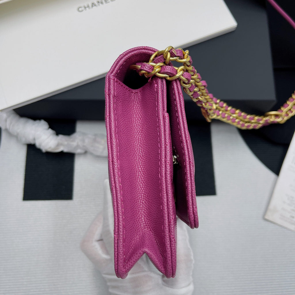 CHLSmall GlamIap Bag Gold Hardware Plum For Women Handbags, Shoulder Bags 7.5in/19cm AP2840