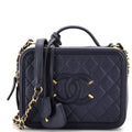 CHANEL Filigree Vanity Case Quilted Caviar Medium