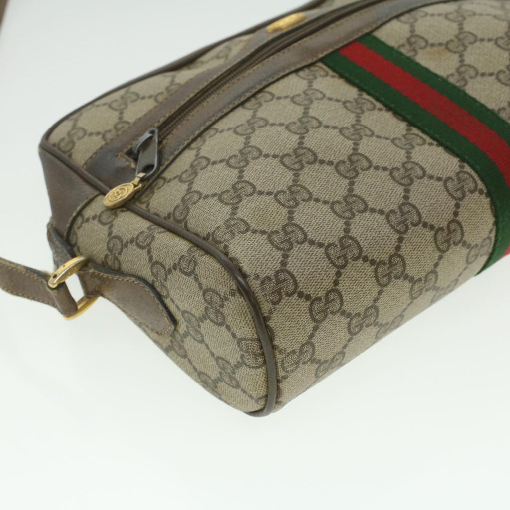 GUCCI GG Canvas Web Sherry Line Shoulder Bag Beige Red Green 37155