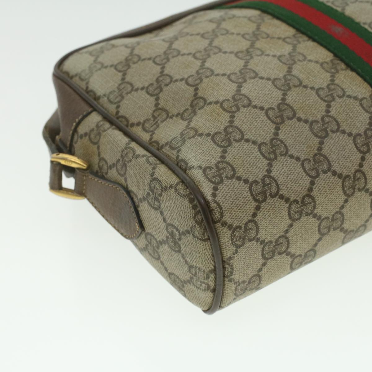 GUCCI GG Canvas Web Sherry Line Shoulder Bag Beige Red Green 37155