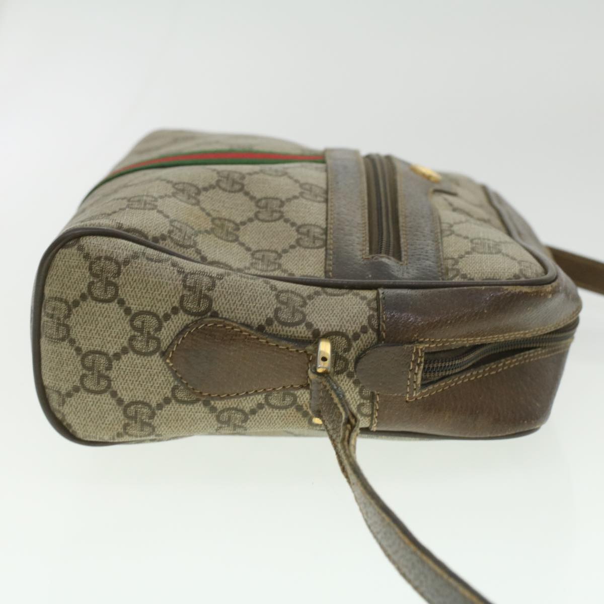 GUCCI GG Canvas Web Sherry Line Shoulder Bag Beige Red Green 37155