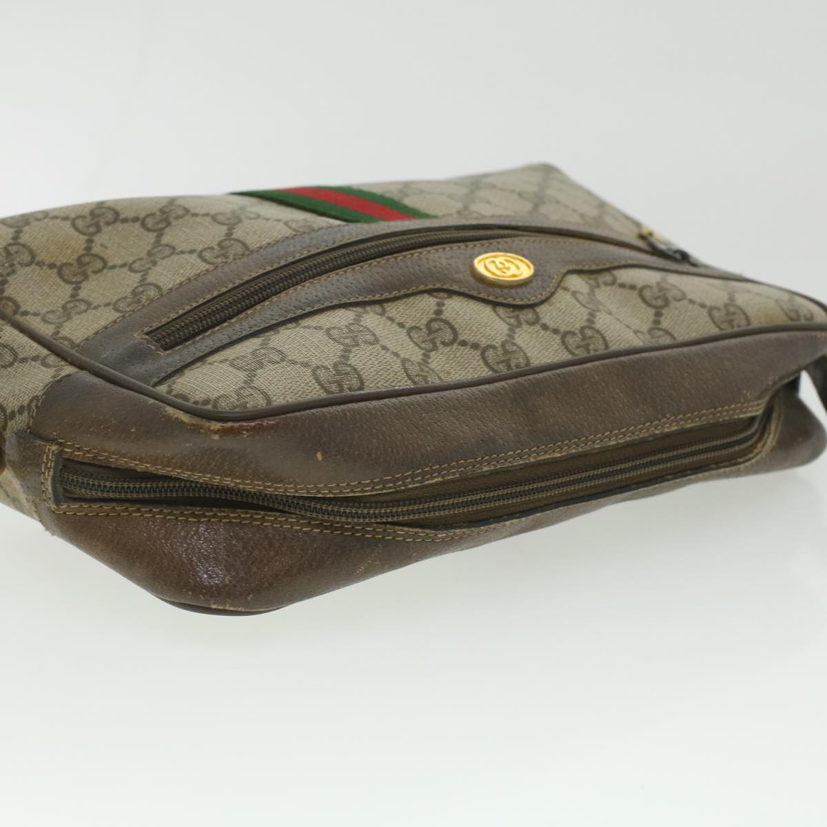 GUCCI GG Canvas Web Sherry Line Shoulder Bag Beige Red Green 37155