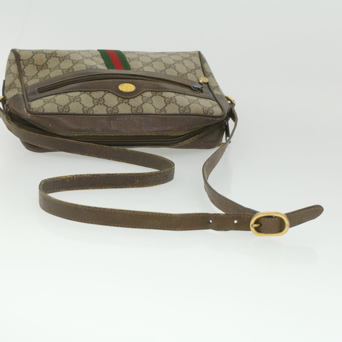GUCCI GG Canvas Web Sherry Line Shoulder Bag Beige Red Green 37155