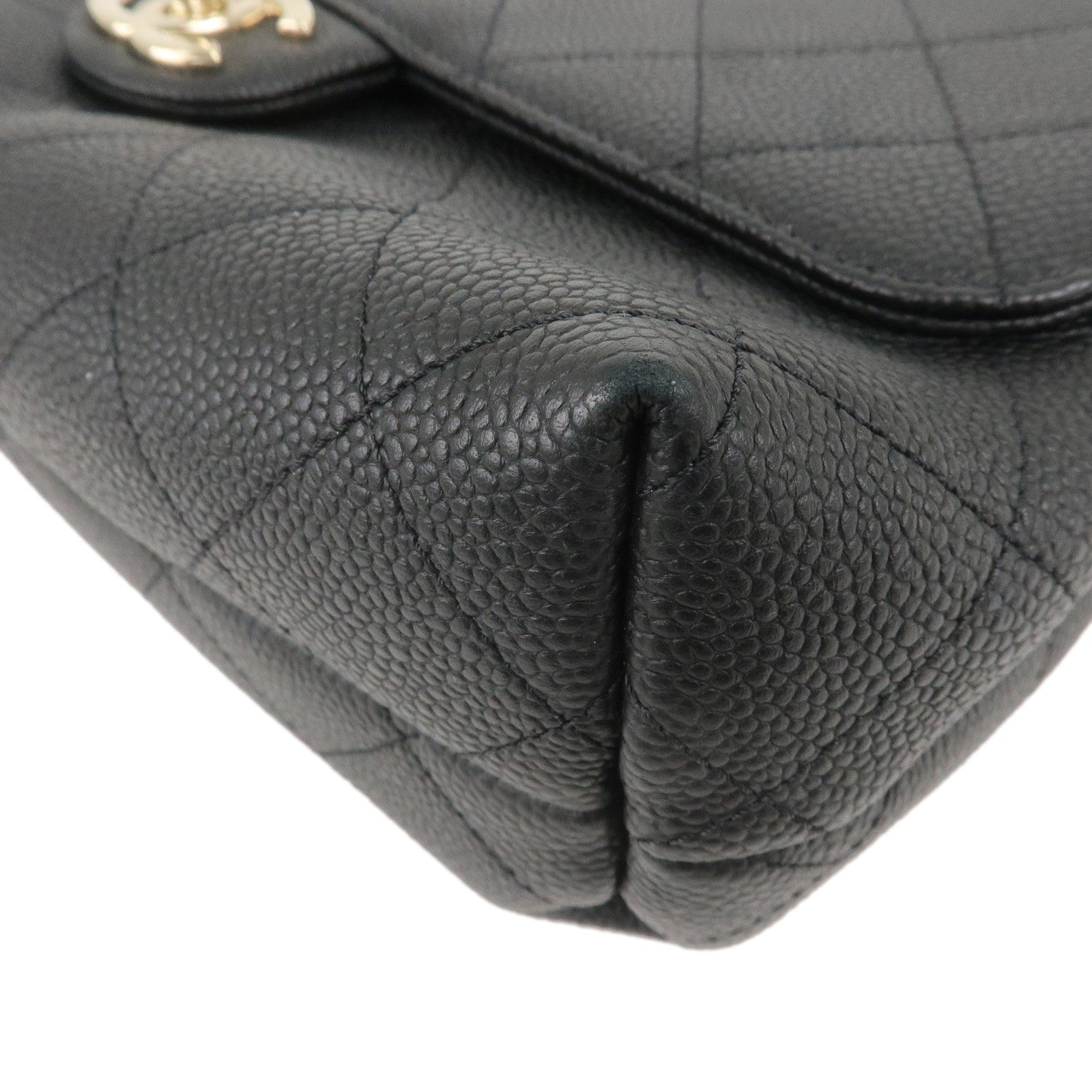 CHANEL Matelasse Caviar Skin 2Way Chain Shoulder Bag Black