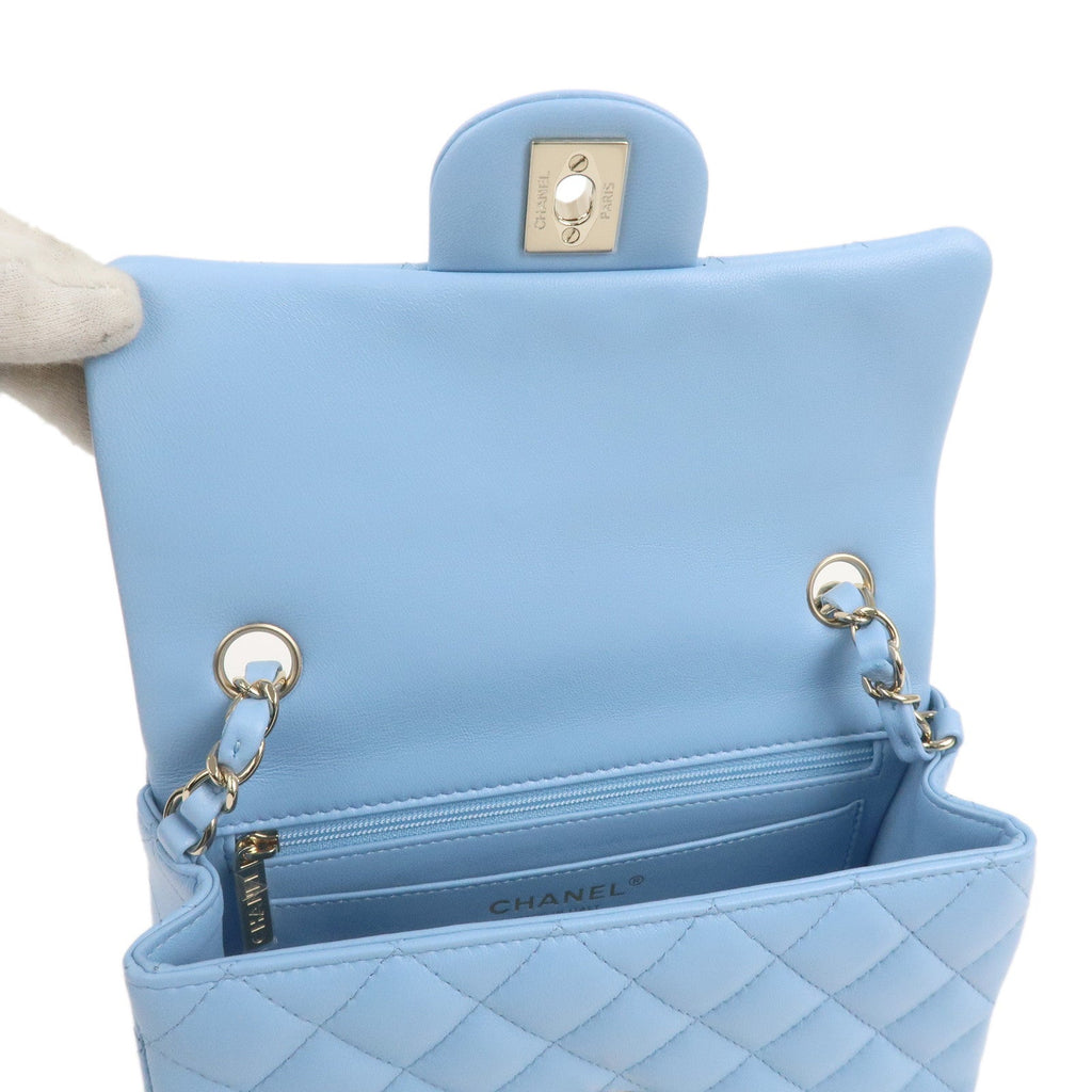 CHANEL Mini Matelasse Lamb Skin Chain Shoulder Bag Blue A69900