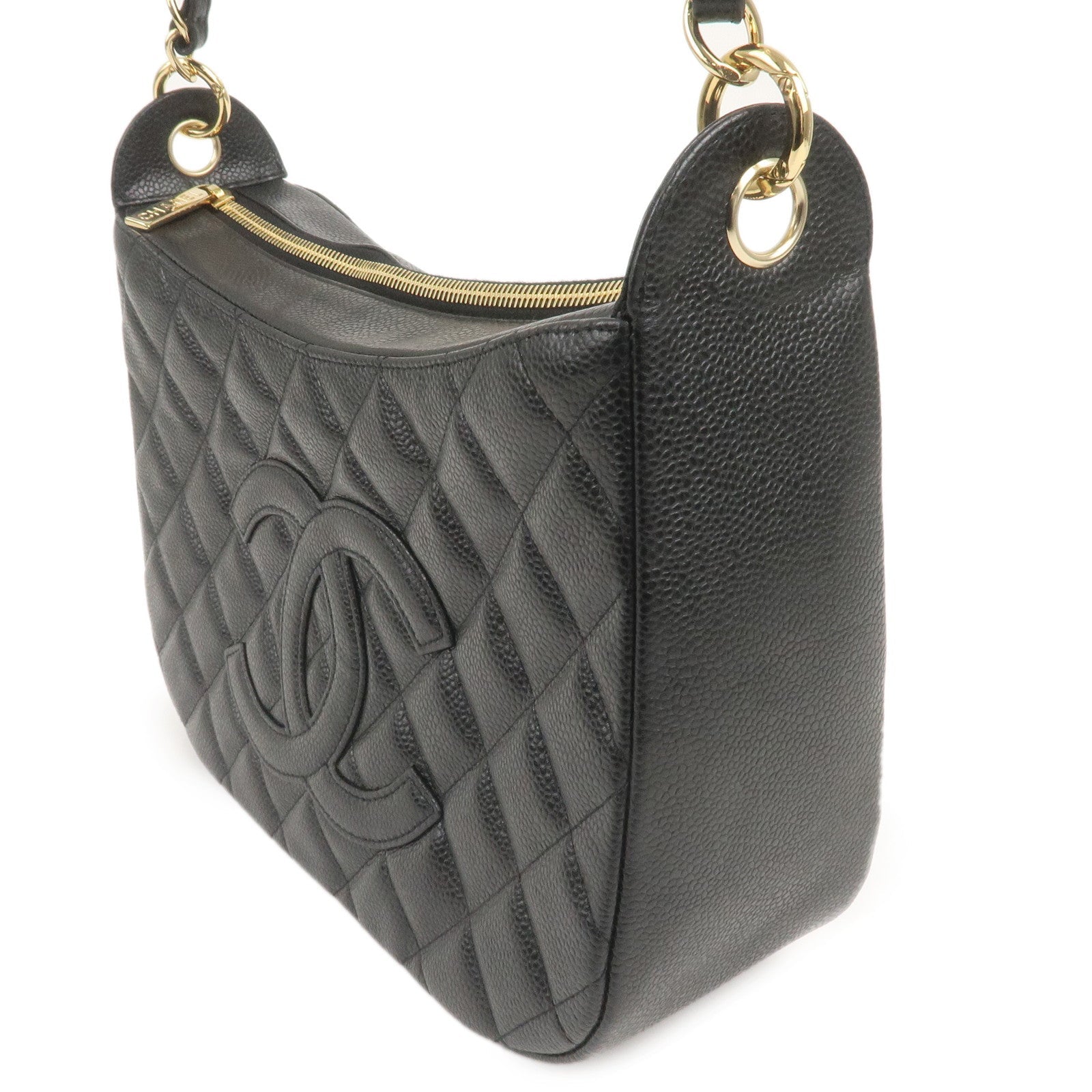 CHANEL Matelasse Caviar Skin Chain Shoulder Bag Black A20993