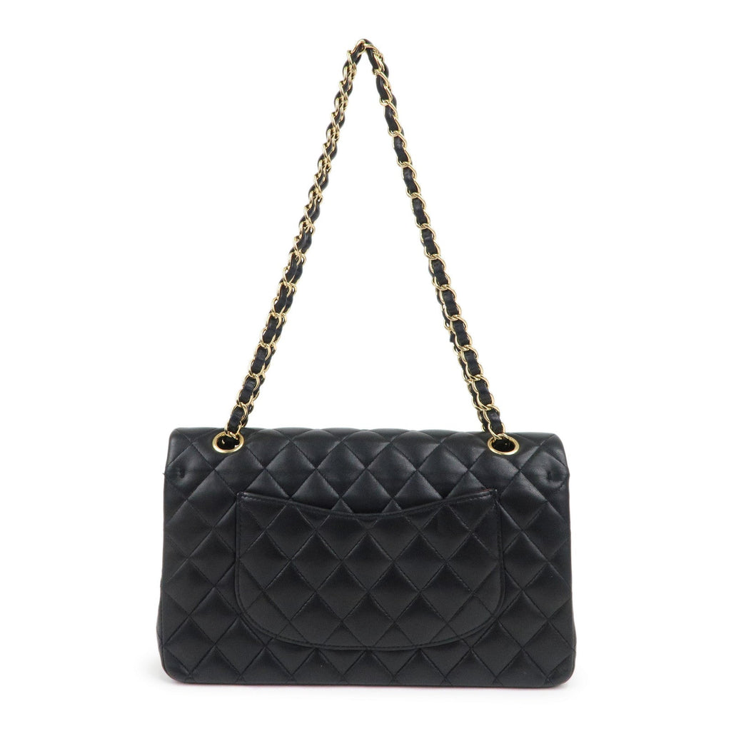 CHANEL Lamb Skin Matelasse 25 Double Flap Bag Black A01112