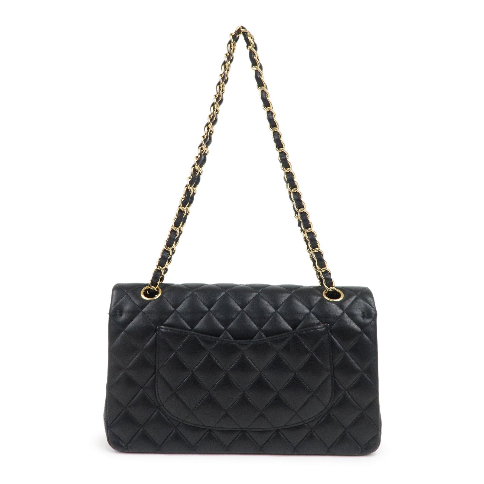 CHANEL Lamb Skin Matelasse 25 Double Flap Bag Black A01112
