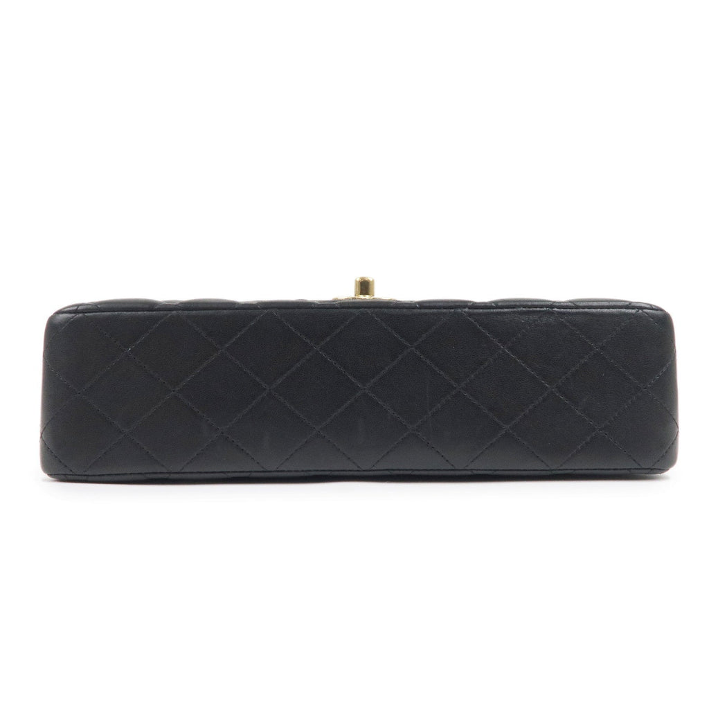 CHANEL Lamb Skin Matelasse 25 Double Flap Bag Black A01112