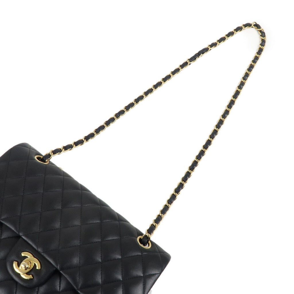 CHANEL Lamb Skin Matelasse 25 Double Flap Bag Black A01112
