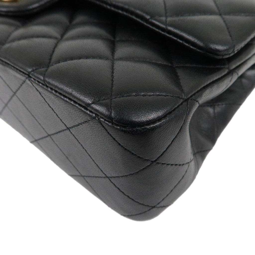 CHANEL Lamb Skin Matelasse 25 Double Flap Bag Black A01112