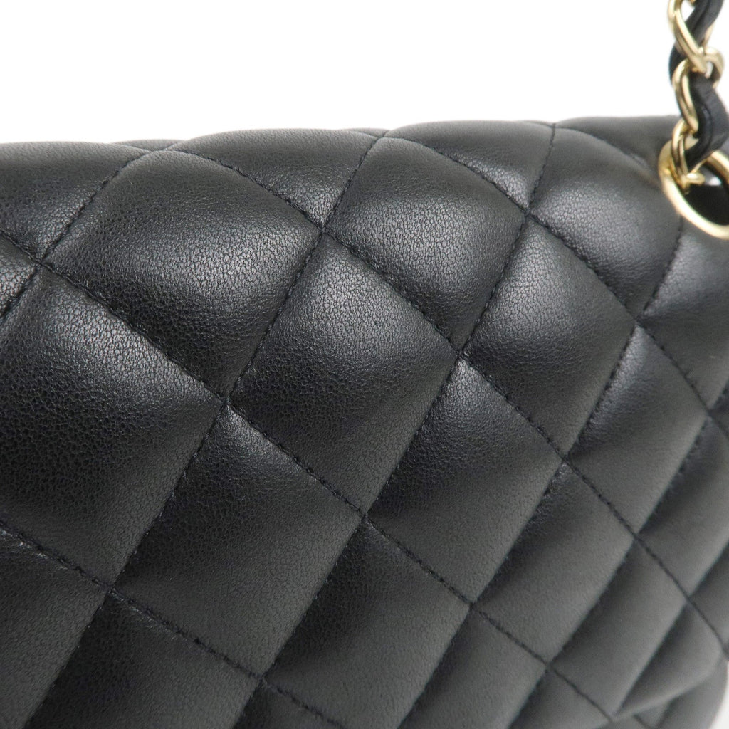 CHANEL Lamb Skin Matelasse 25 Double Flap Bag Black A01112
