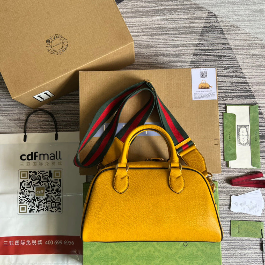 gg x Adidas Mini Duffle Bag Yellow For Women, Women’s Bags 12.4in/32cm gg
