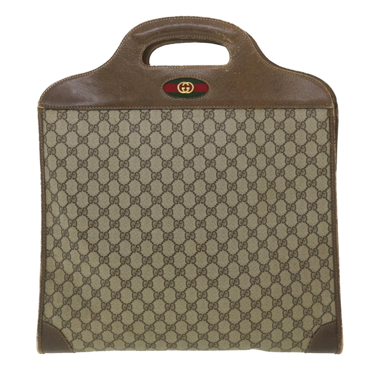 GUCCI GG Canvas Web Sherry Line Hand Bag PVC Leather Beige Red Green 37344