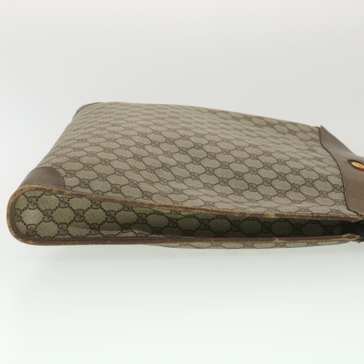 GUCCI GG Canvas Web Sherry Line Hand Bag PVC Leather Beige Red Green 37344