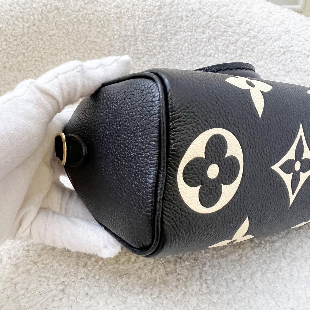 LV Speedy Nano in in Black and Creme Giant Monogram Empreinte Leather GHW