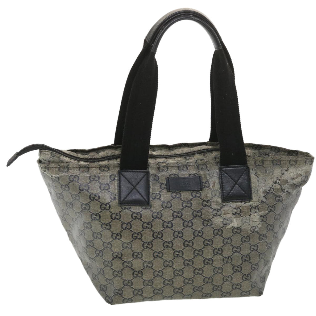 GUCCI GG Canvas Hand Bag Coated Canvas Black Silver 131230 37397