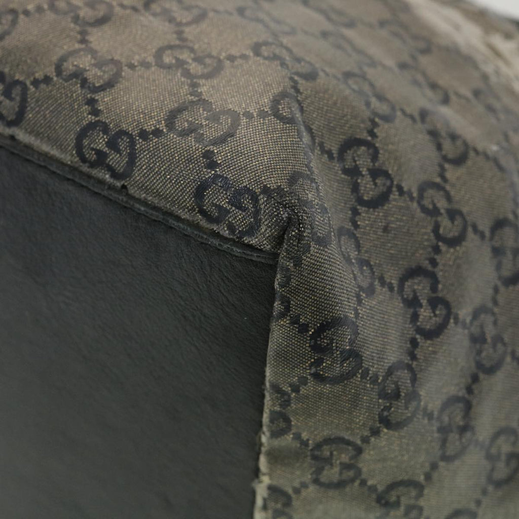 GUCCI GG Canvas Hand Bag Coated Canvas Black Silver 131230 37397