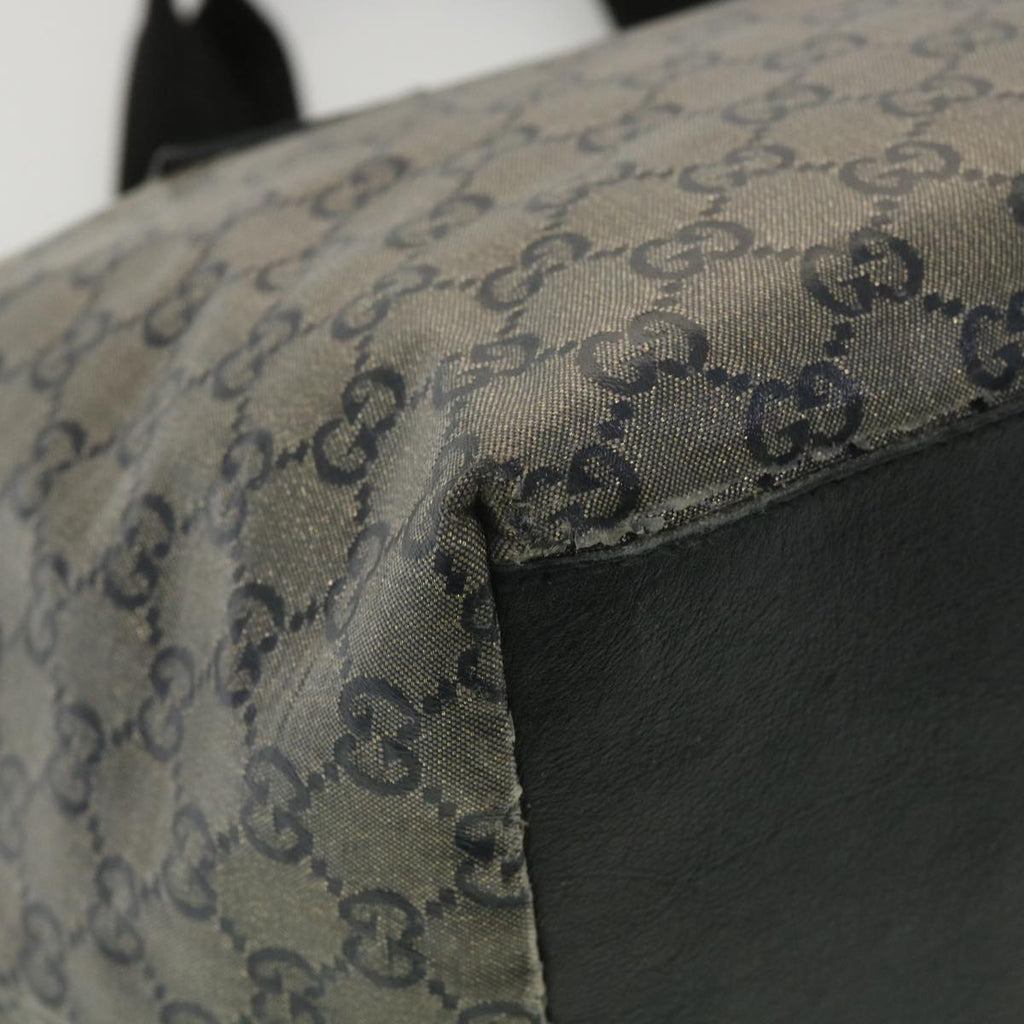 GUCCI GG Canvas Hand Bag Coated Canvas Black Silver 131230 37397