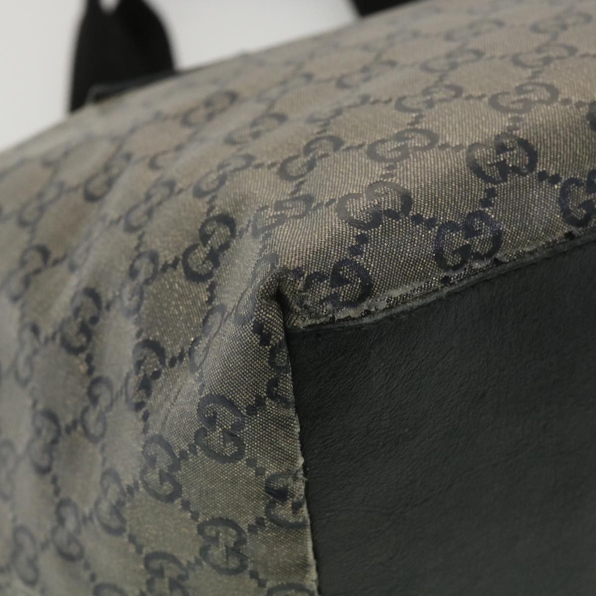 GUCCI GG Canvas Hand Bag Coated Canvas Black Silver 131230 37397