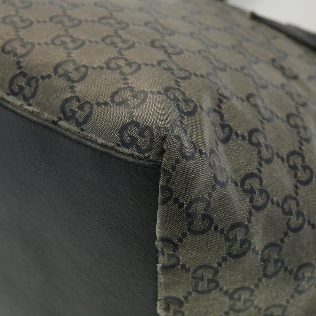 GUCCI GG Canvas Hand Bag Coated Canvas Black Silver 131230 37397