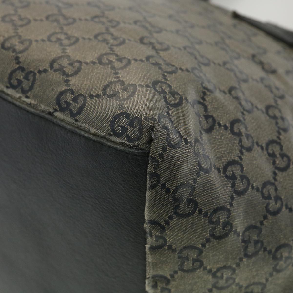 GUCCI GG Canvas Hand Bag Coated Canvas Black Silver 131230 37397