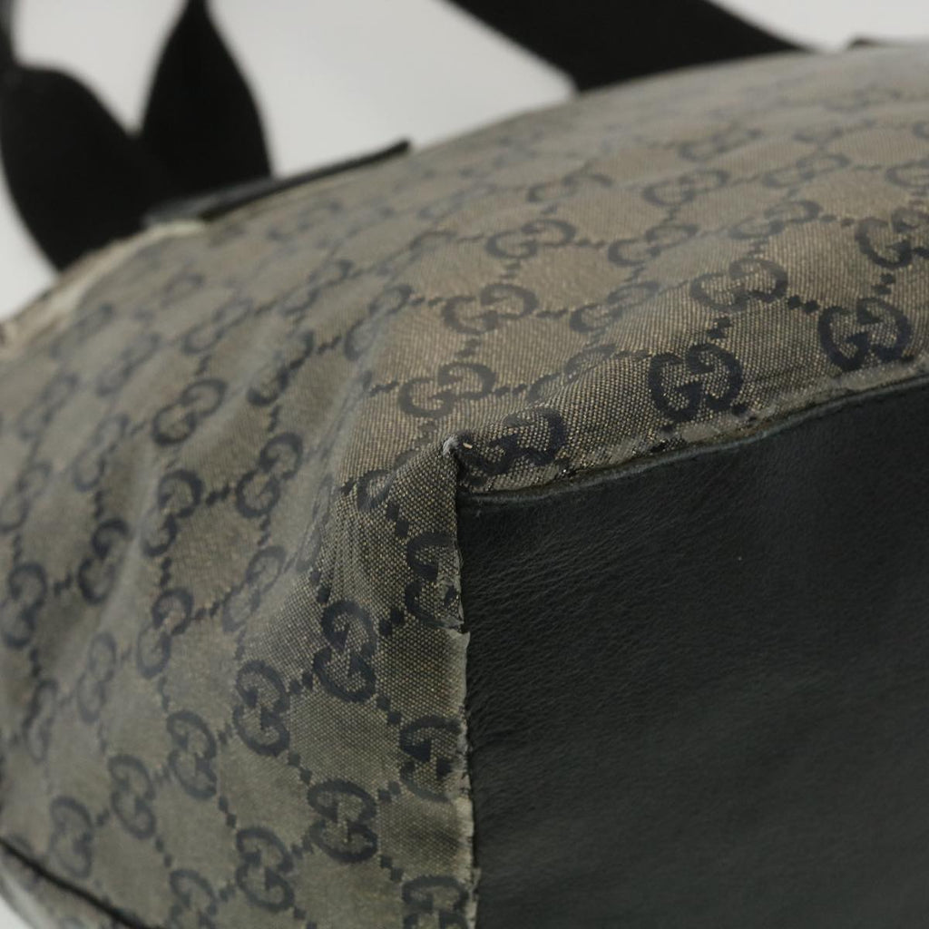 GUCCI GG Canvas Hand Bag Coated Canvas Black Silver 131230 37397