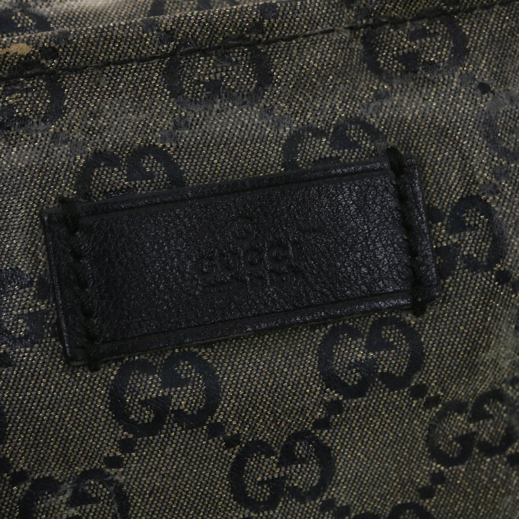 GUCCI GG Canvas Hand Bag Coated Canvas Black Silver 131230 37397