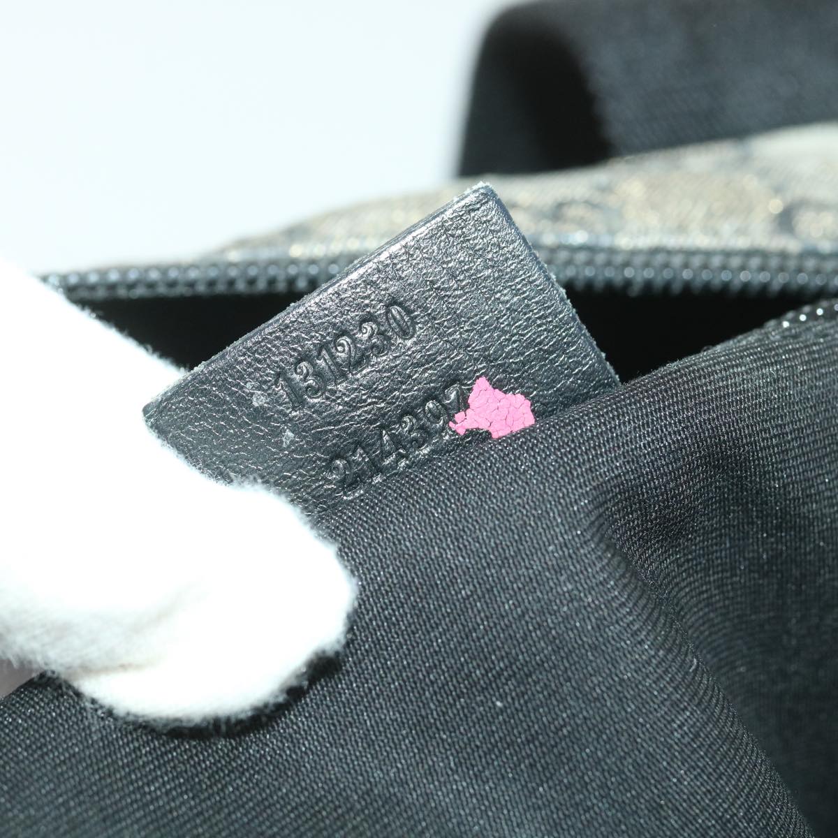 GUCCI GG Canvas Hand Bag Coated Canvas Black Silver 131230 37397
